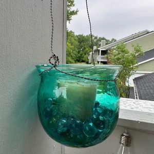 🔥1 for $8, 3 for $15.Cute teal glass containers for anything! plants, candles